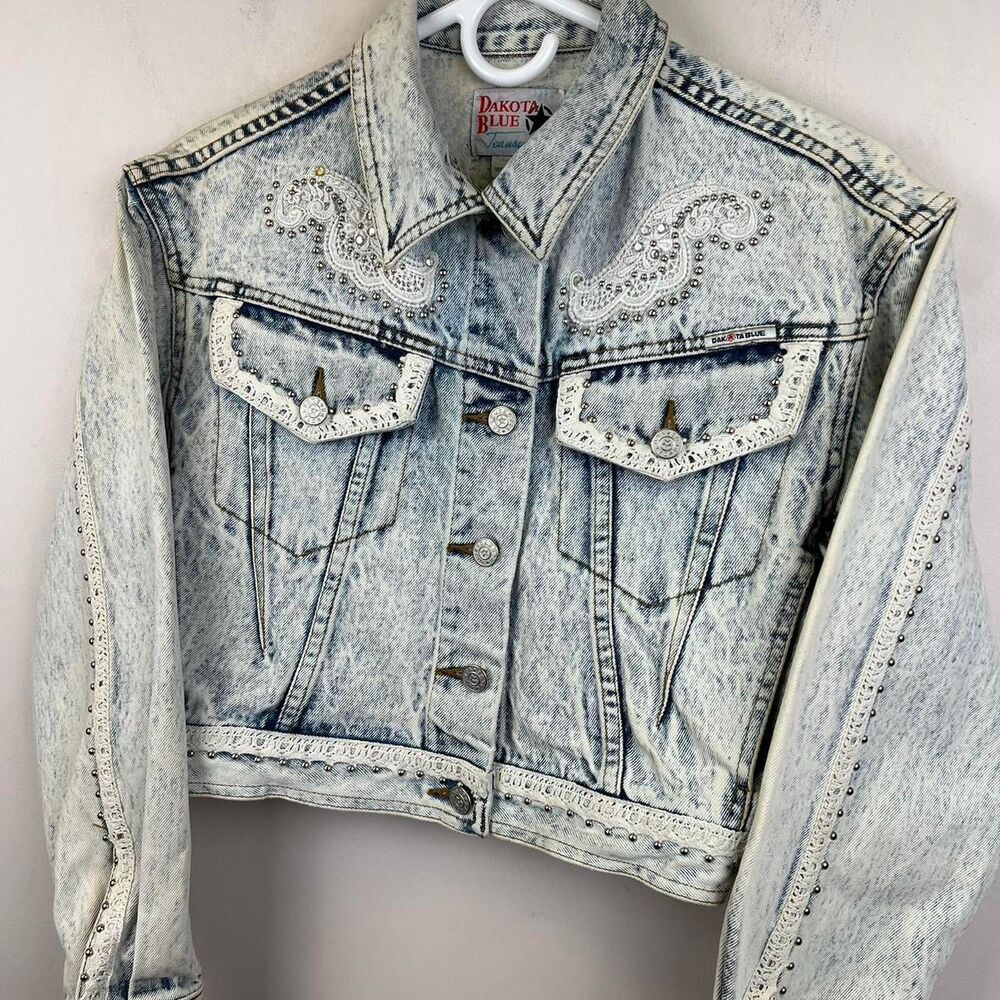 Vintage 80s Dakota Blue Acid Wash Denim Jacket Size S - Picture 3 of 7